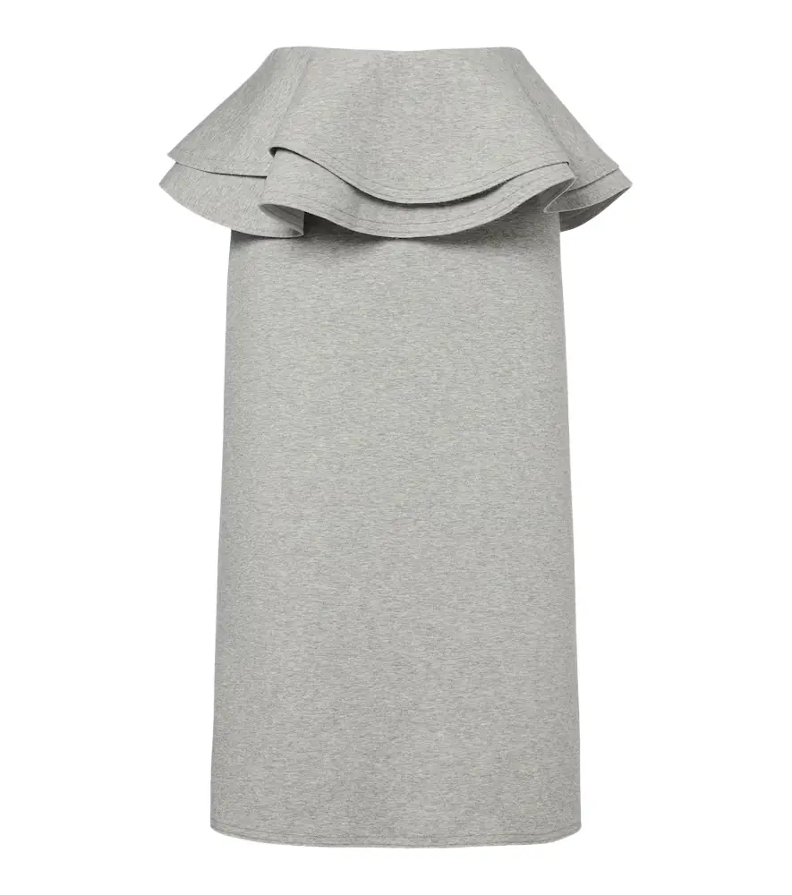 Plan C Ruffled cotton-blend midi skirt