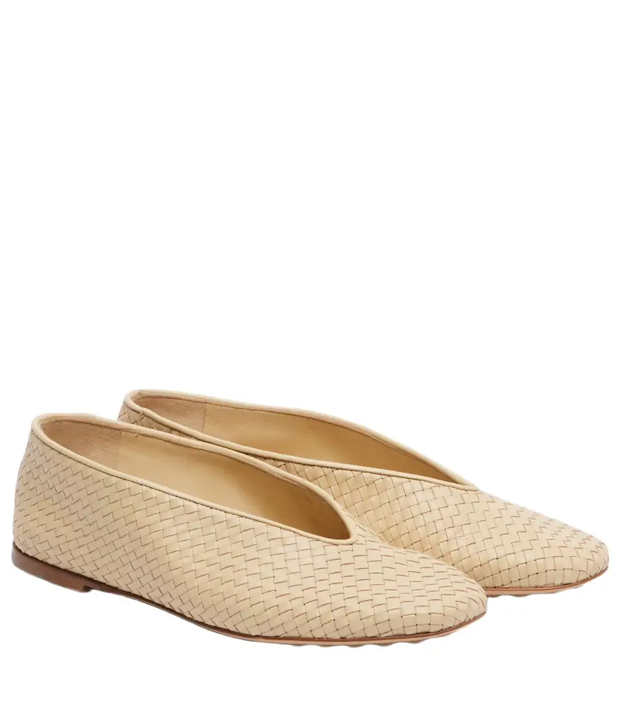 Bottega Veneta Rosa Intrecciato leather ballet flats
