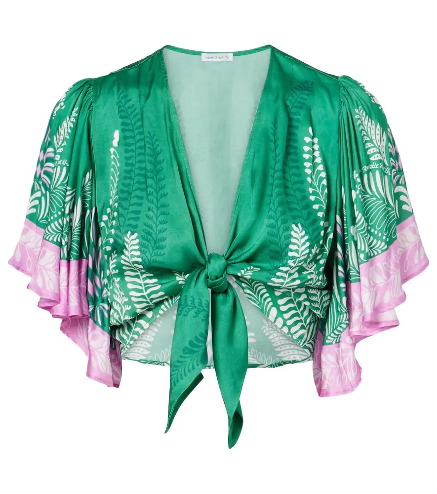 Poupette St Barth Rose satin crop top