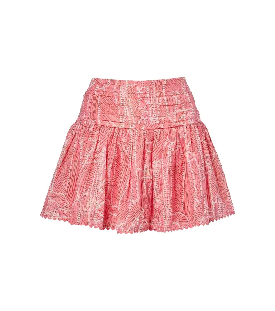 Poupette St Barth Colleen printed cotton-blend lamé miniskirt