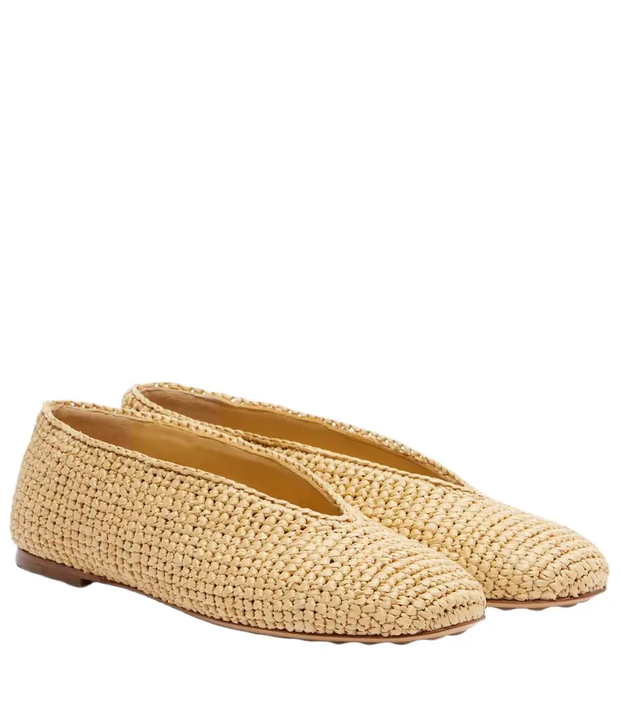 Bottega Veneta Rosa raffia ballet flats