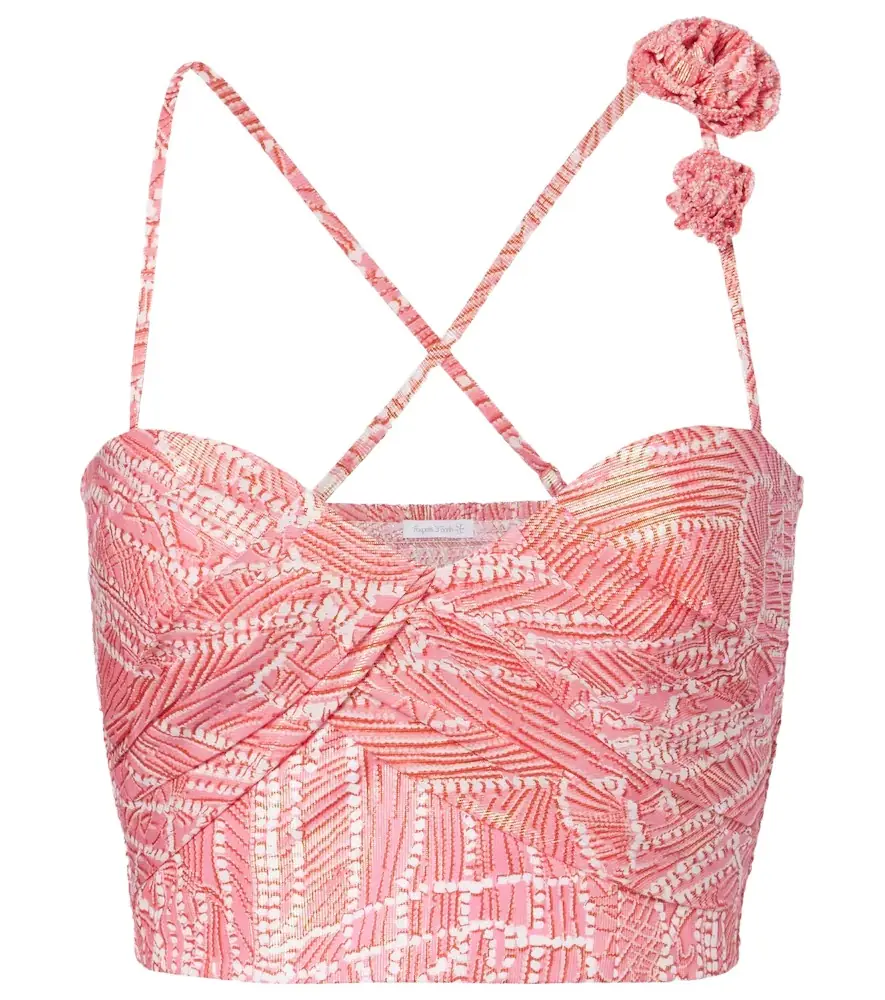 Poupette St Barth Palmire printed cotton-blend crop top