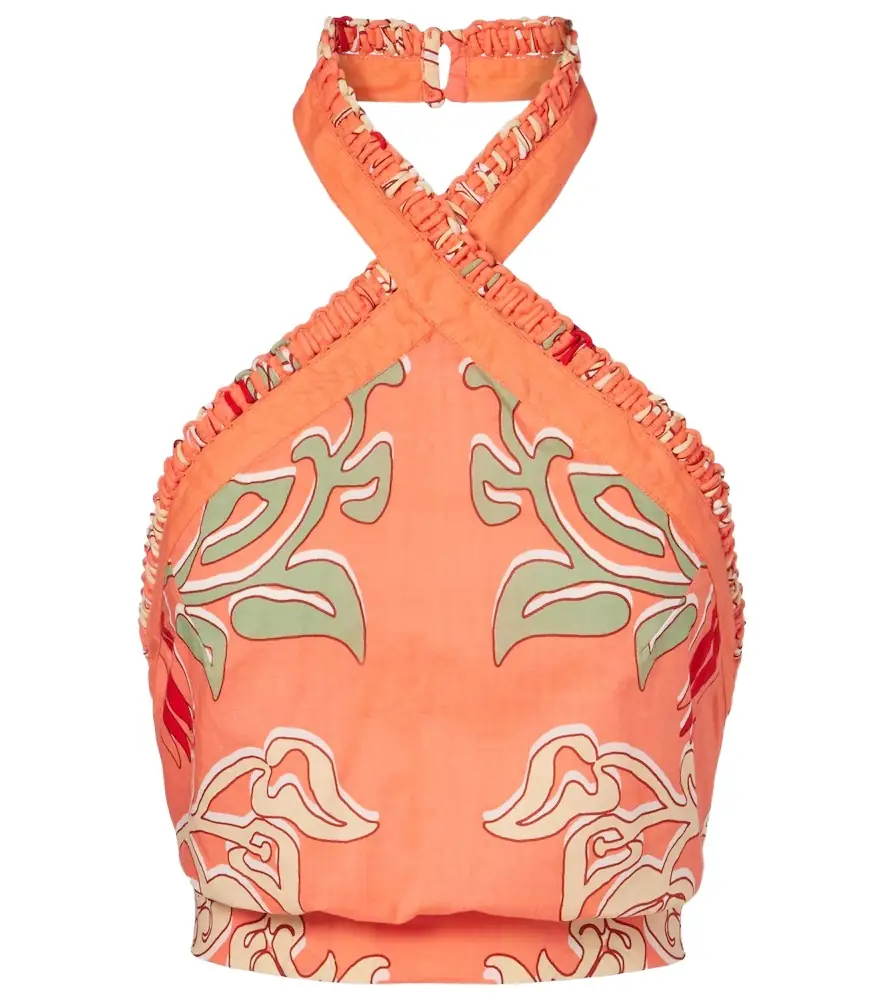 Poupette St Barth Suma printed cotton crop top