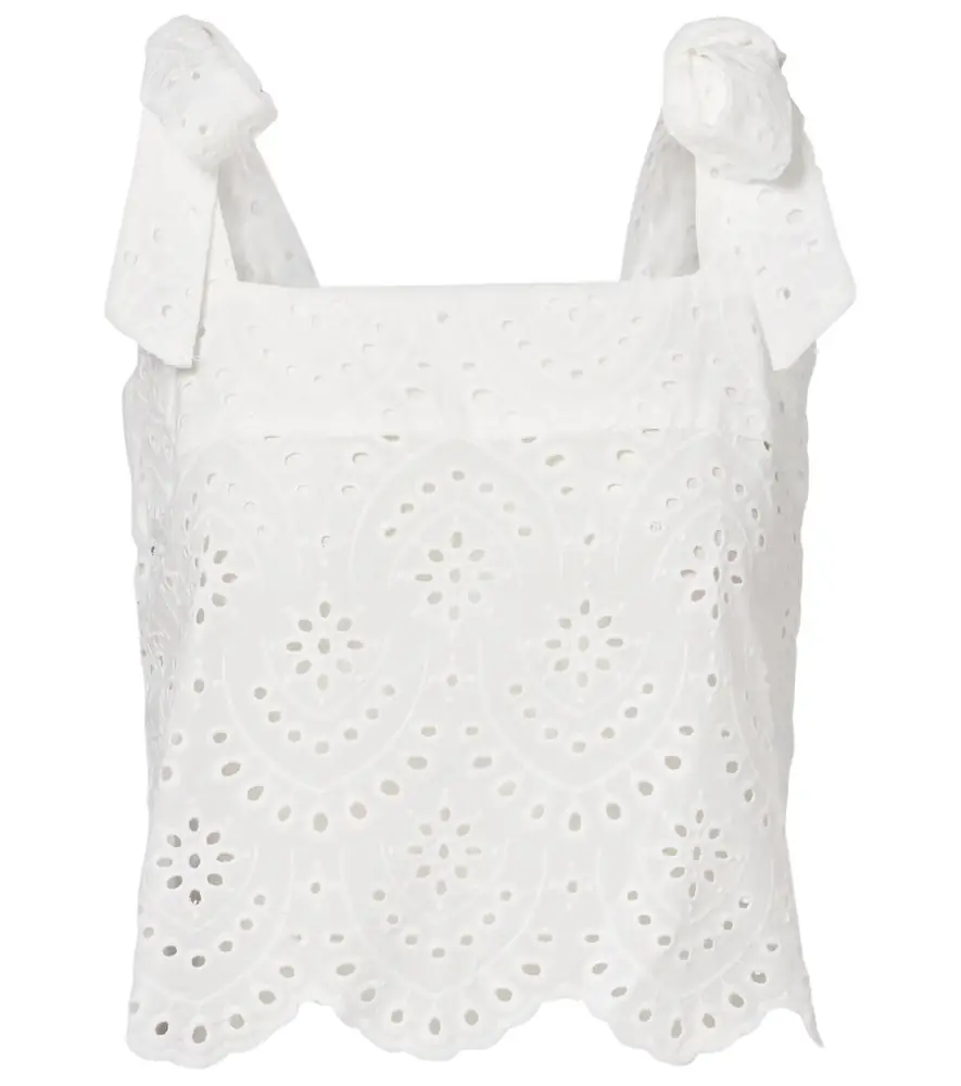 Poupette St Barth Noa broderie anglaise cotton top