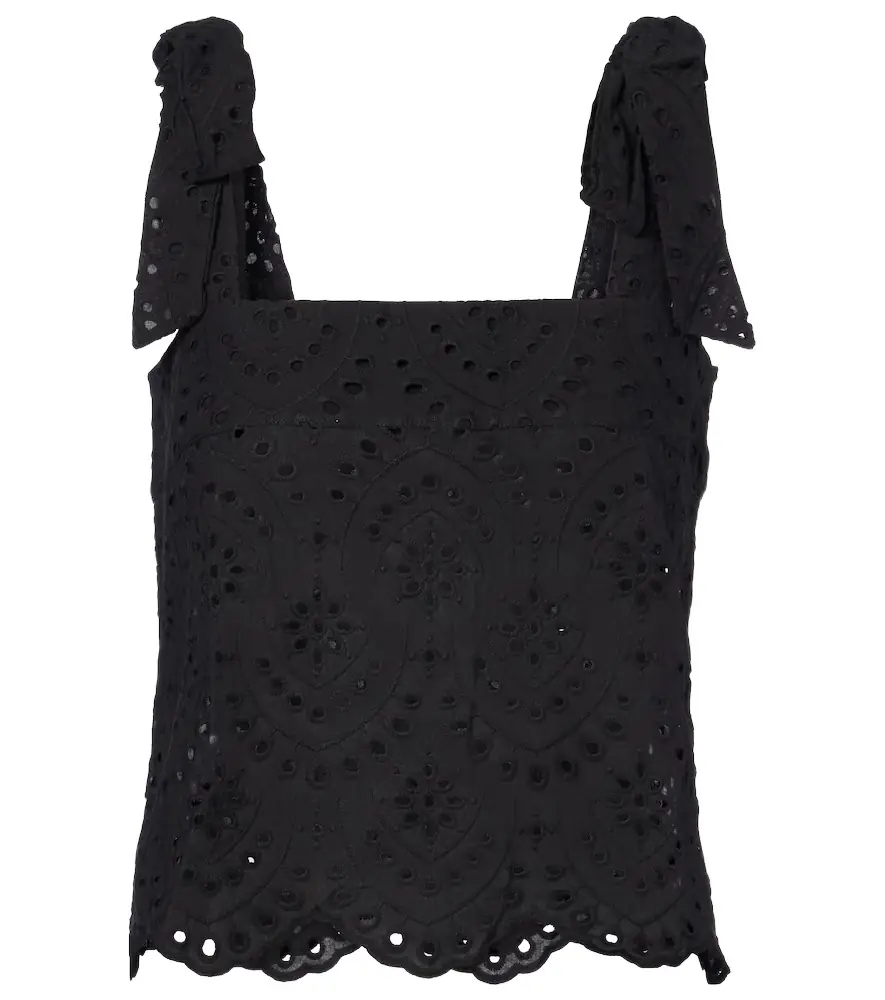 Poupette St Barth Noa broderie anglaise cotton top
