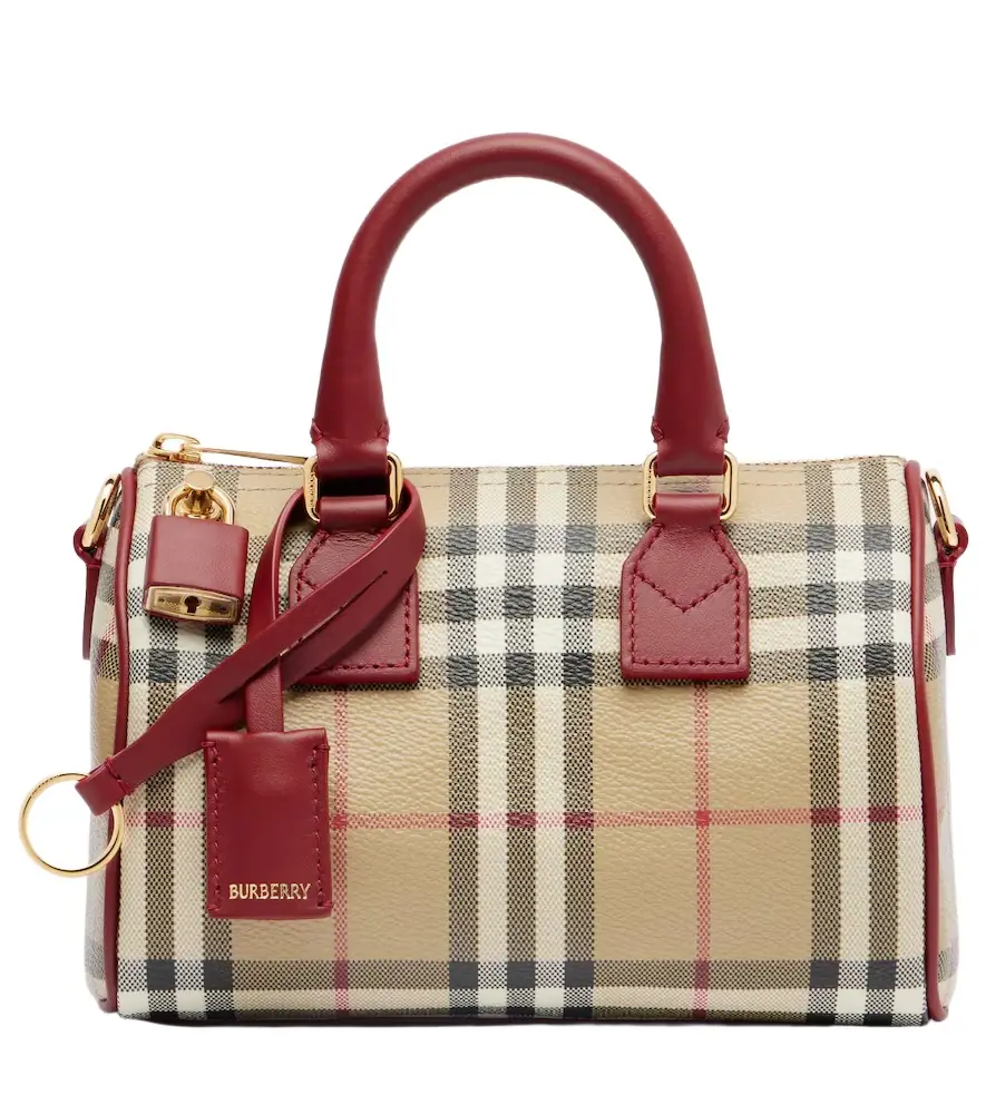Burberry Check Small leather-trimmed canvas tote bag