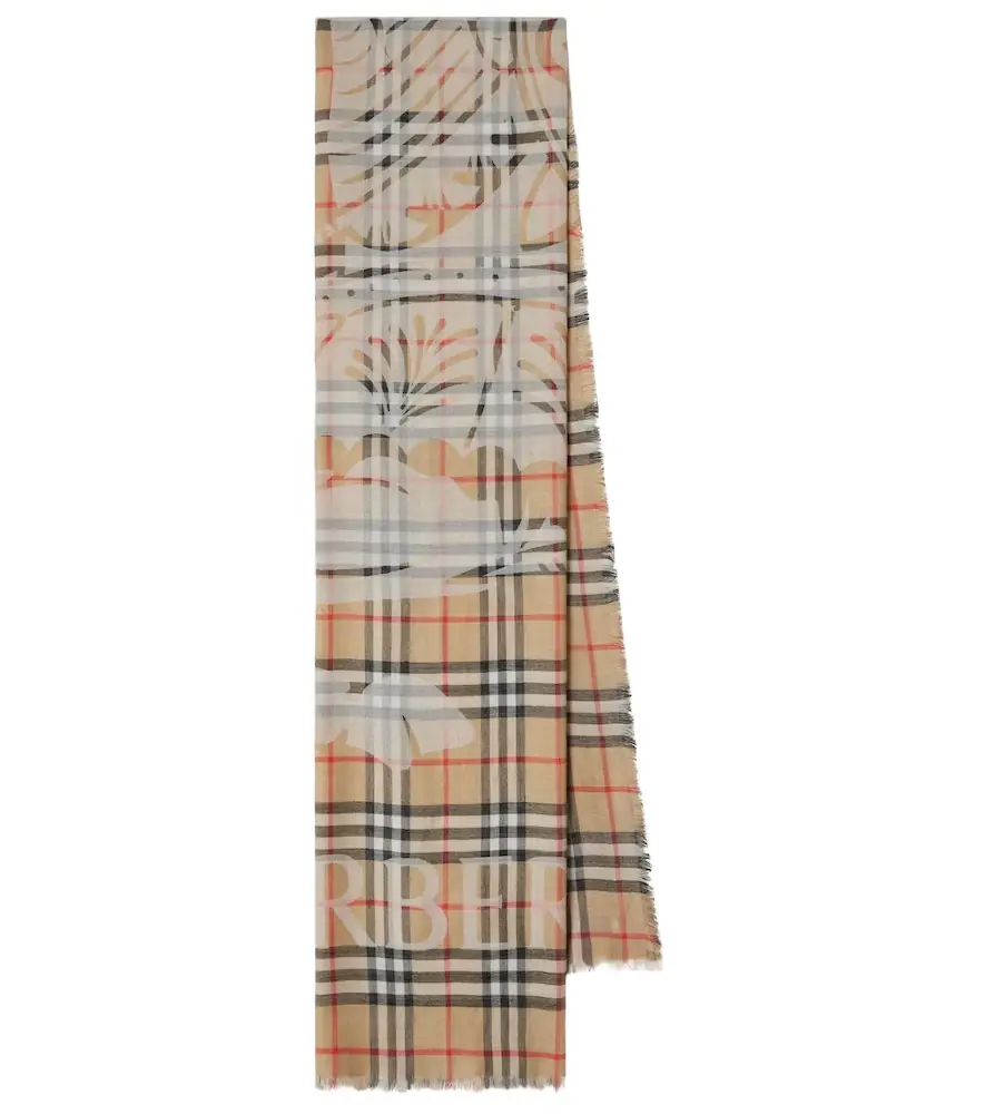Burberry EKD  Check wool and silk scarf