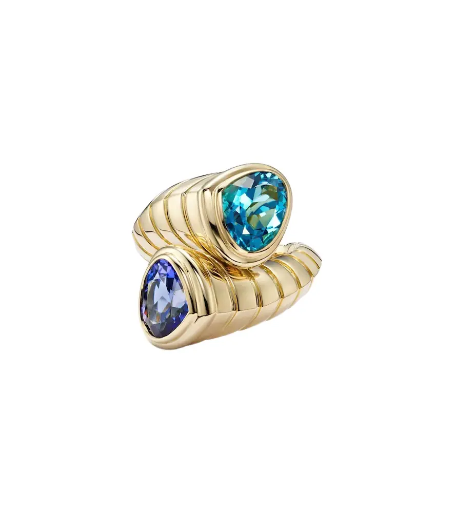 Marina B Toi Et Moi 18kt gold ring with topaz and tanzanite