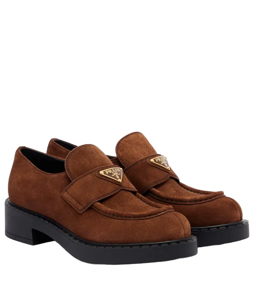 Prada Chocolate suede loafers