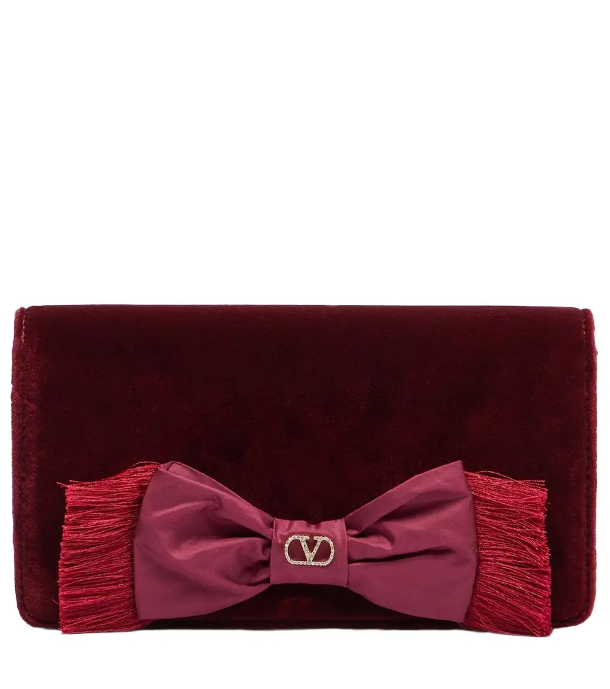 Valentino Garavani VLogo Mini bow-detail velvet clutch