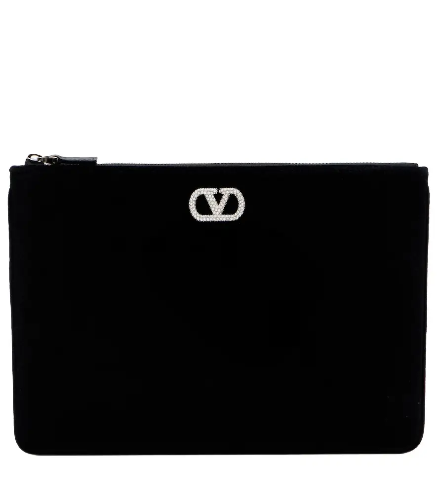 Valentino Garavani VLogo velvet pouch