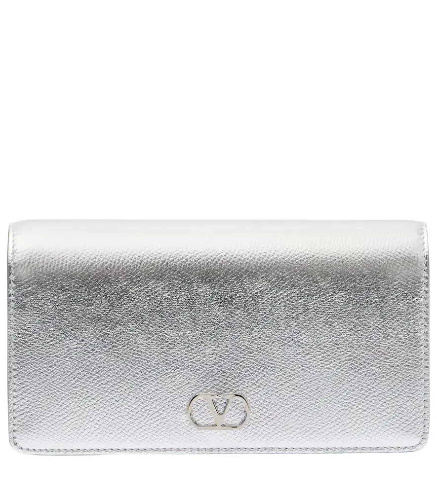 Valentino Garavani VLogo Mini metallic leather clutch