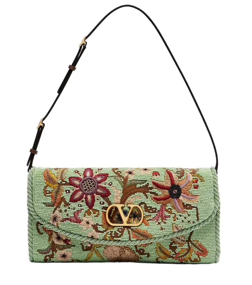 Valentino Garavani DeVain Small beaded floral shoulder bag