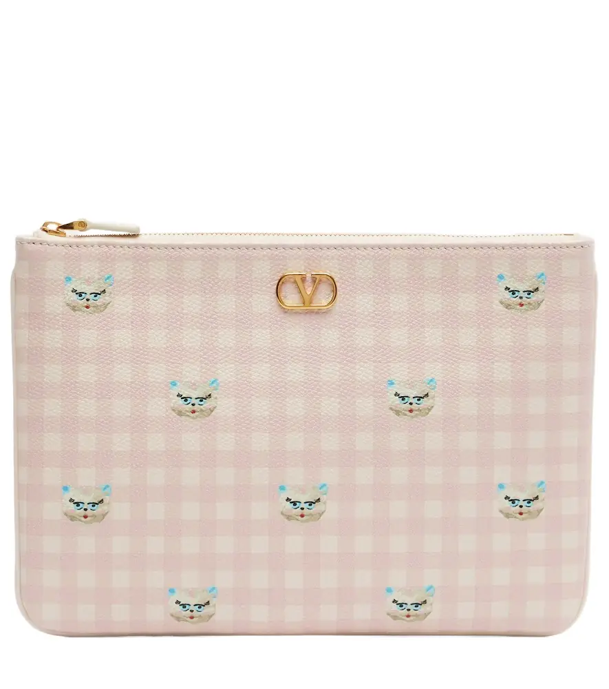 Valentino Garavani VLogo Medium printed leather pouch