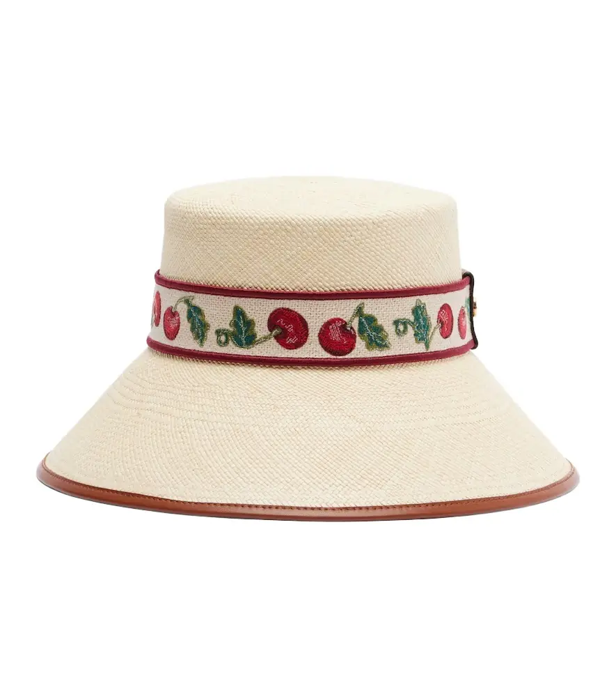 Valentino Cherryfic straw bucket hat