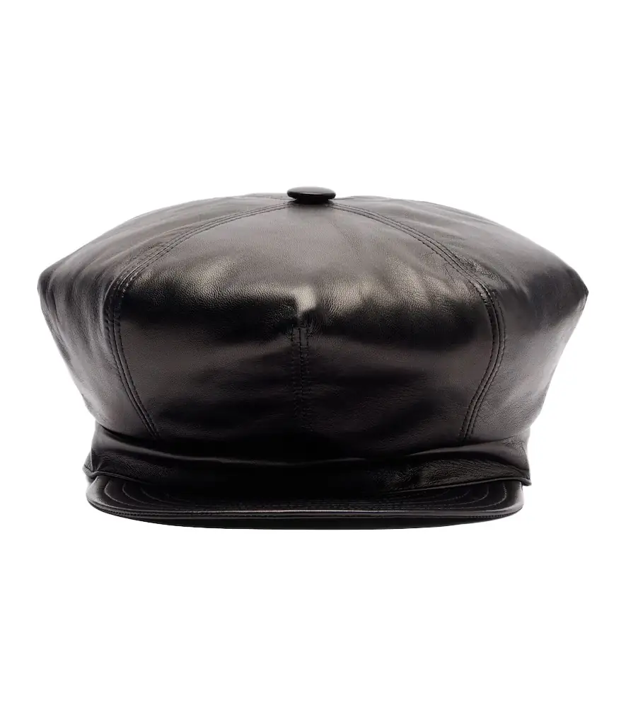 Valentino VLogo leather newsboy cap