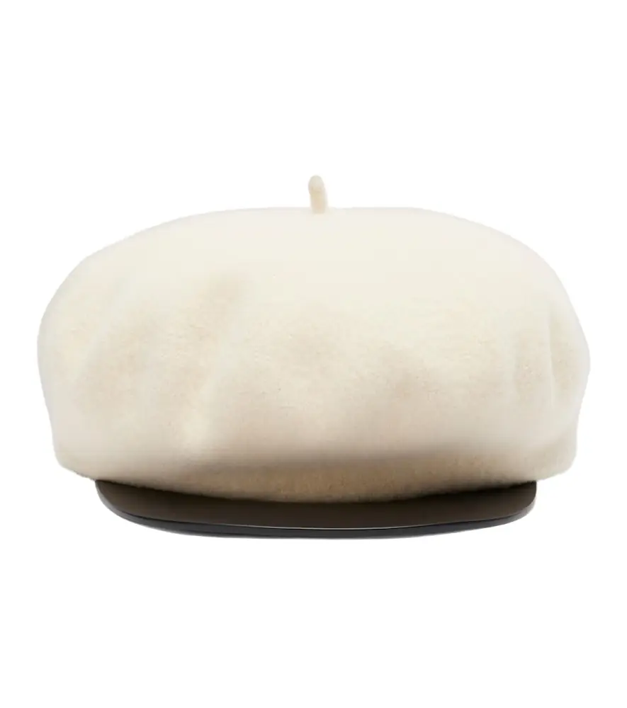 Valentino VLogo leather-trimmed wool newsboy cap