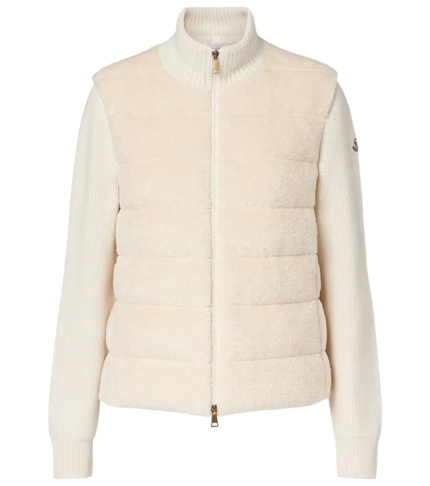 Moncler Down-paneled teddy cardigan