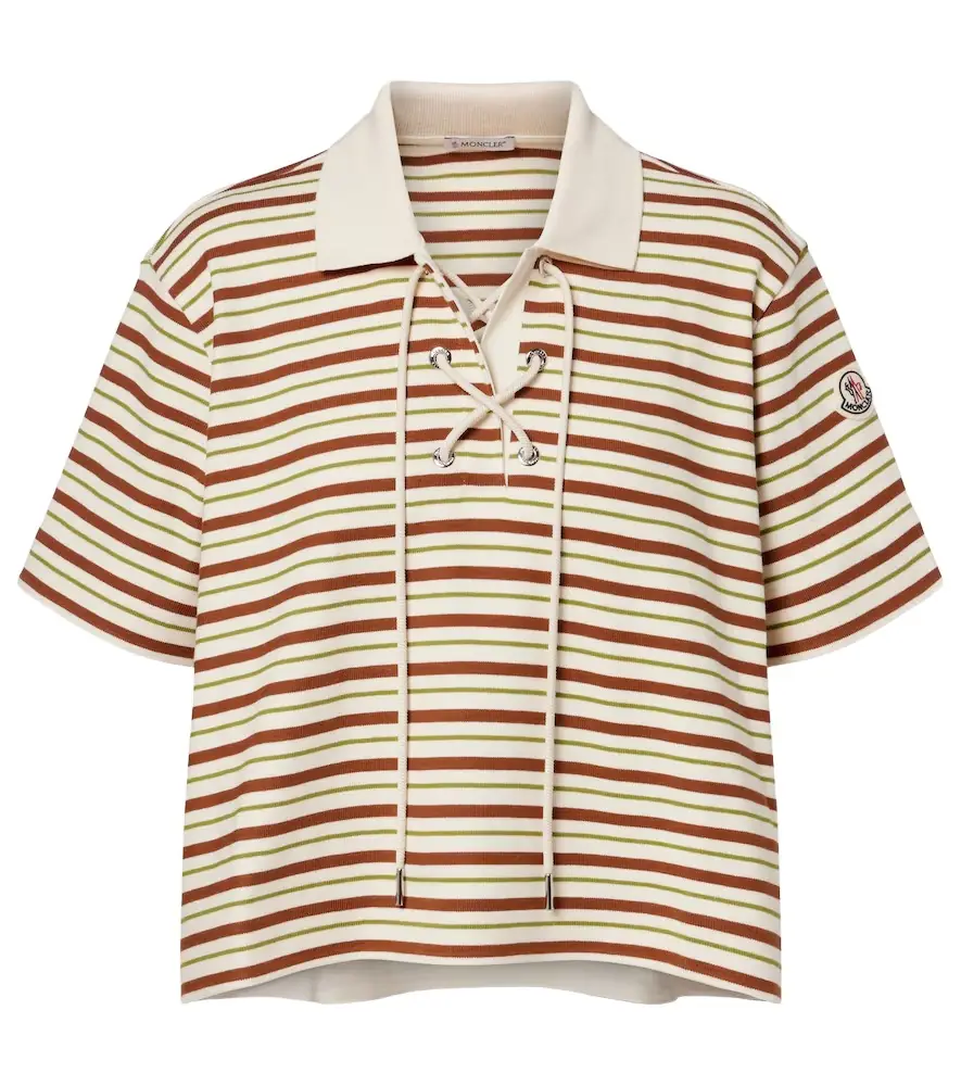 Moncler Striped cotton jersey polo shirt