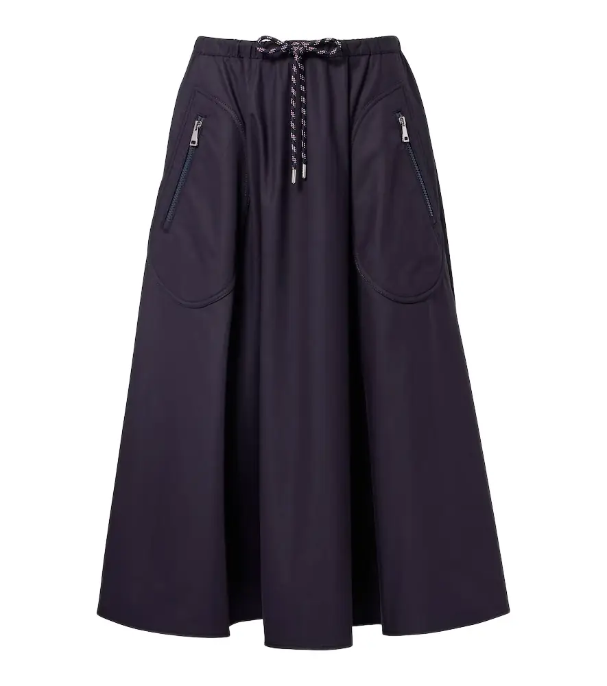 Moncler Cotton-blend jersey midi skirt