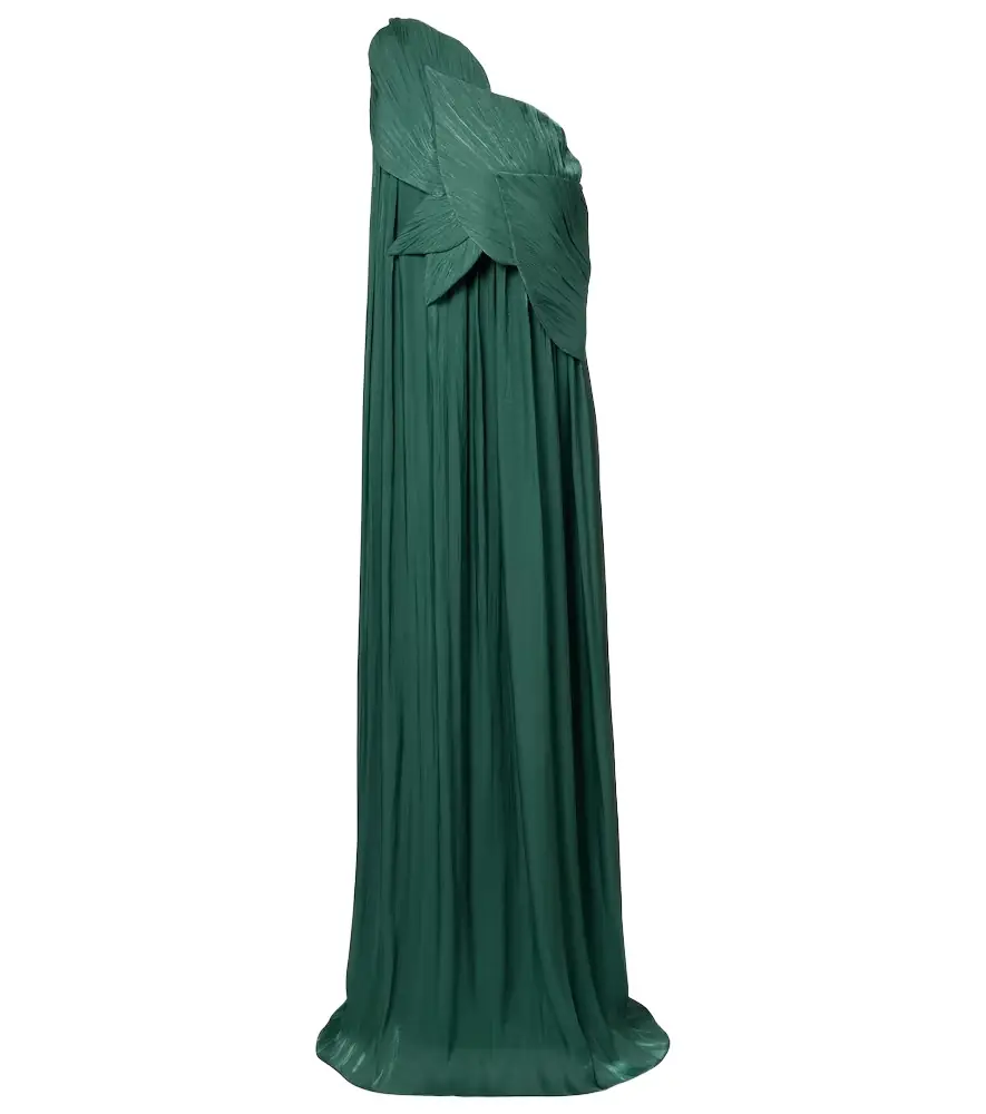 Costarellos Amabel one-shoulder pleated gown