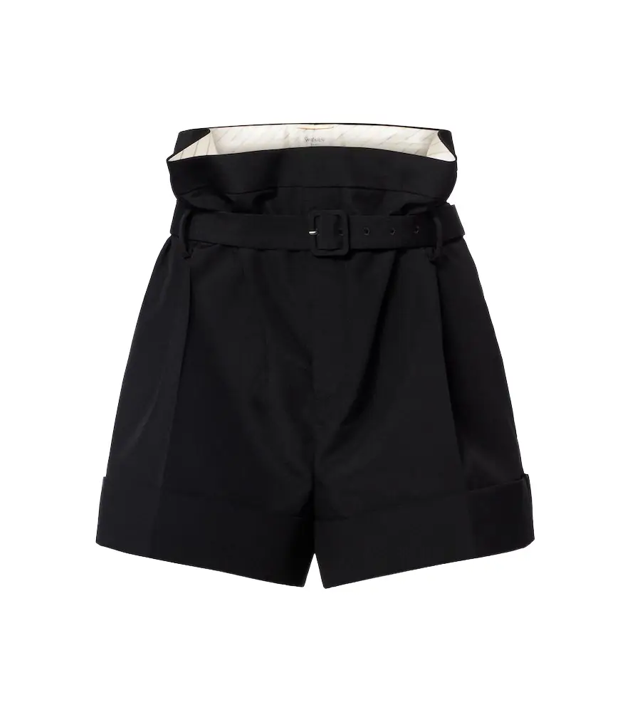Saint Laurent Belted mohair and wool shorts
