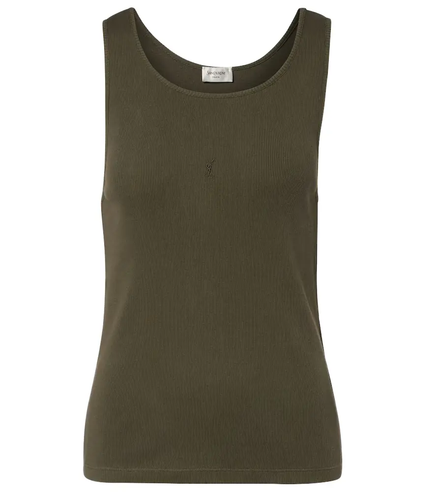 Saint Laurent Cassandre cotton jersey tank top