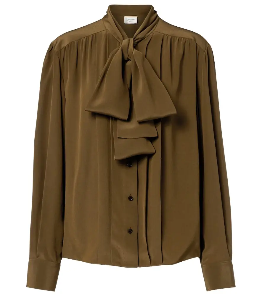 Saint Laurent Tie-neck silk crêpe de chine blouse