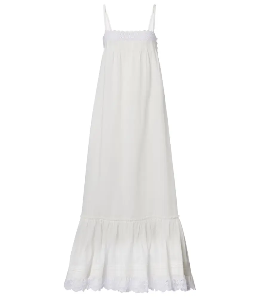 Saint Laurent Embroidered cotton poplin maxi dress