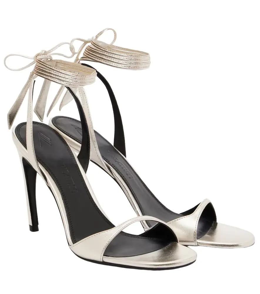 The Attico Ora 95 metallic leather slingback sandals