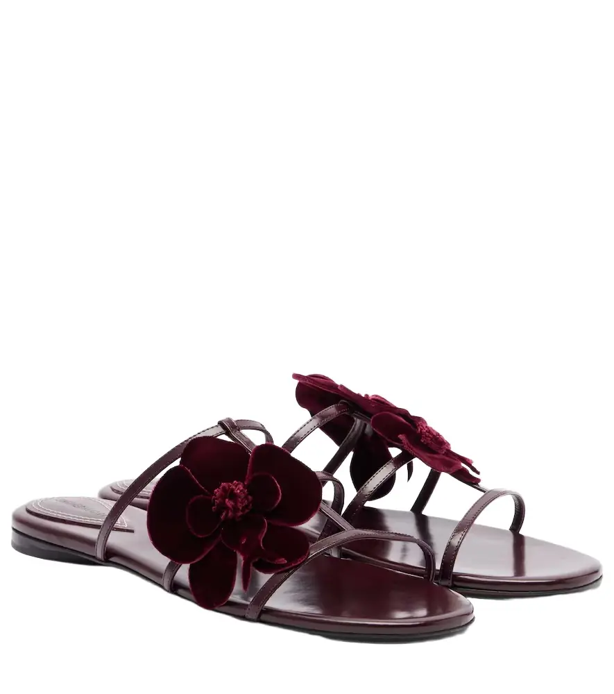 Zimmermann Orchid floral-appliqué leather sandals