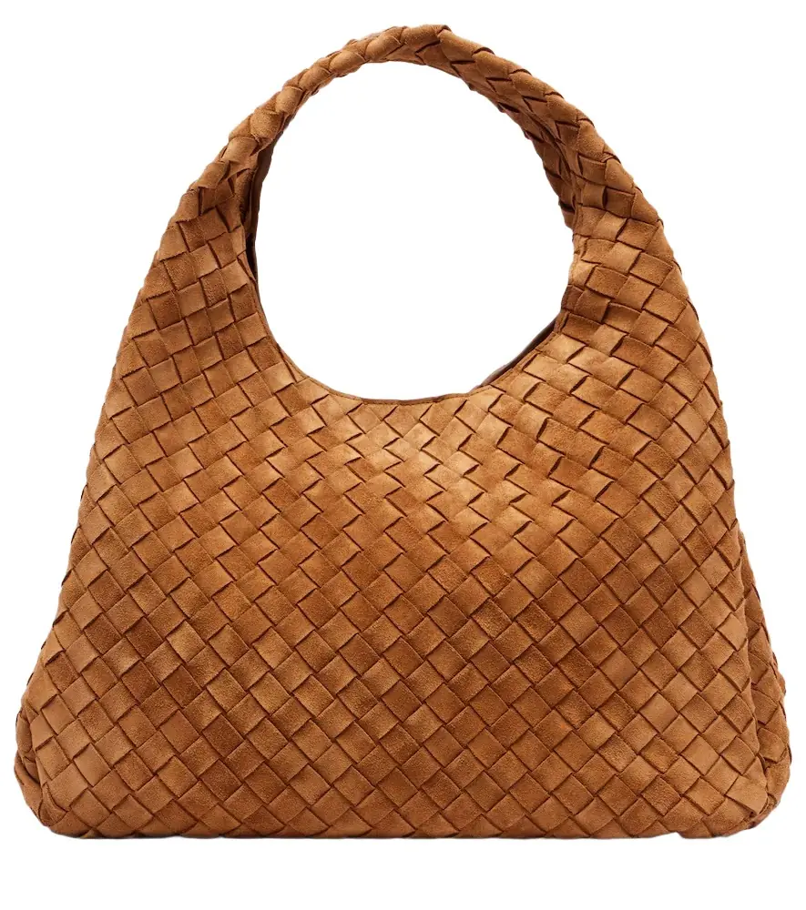Bottega Veneta Campana Intrecciato Large suede shoulder bag