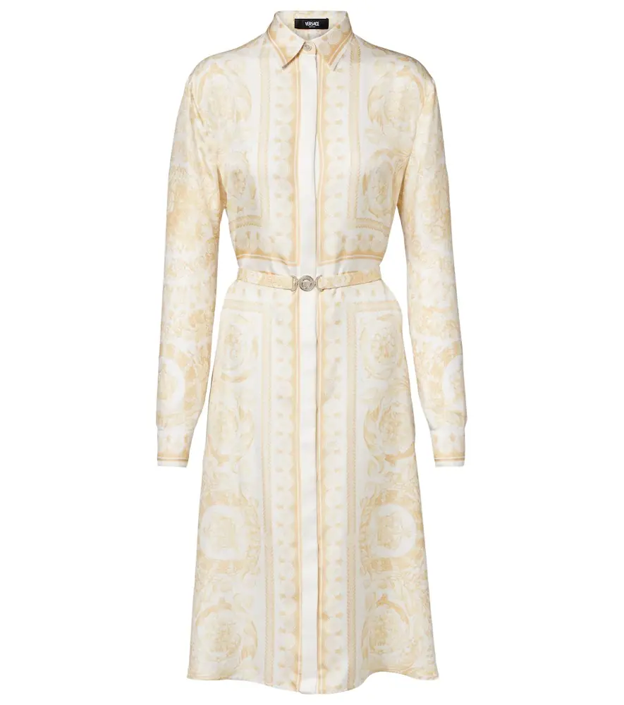 Versace Barocco silk twill shirt dress