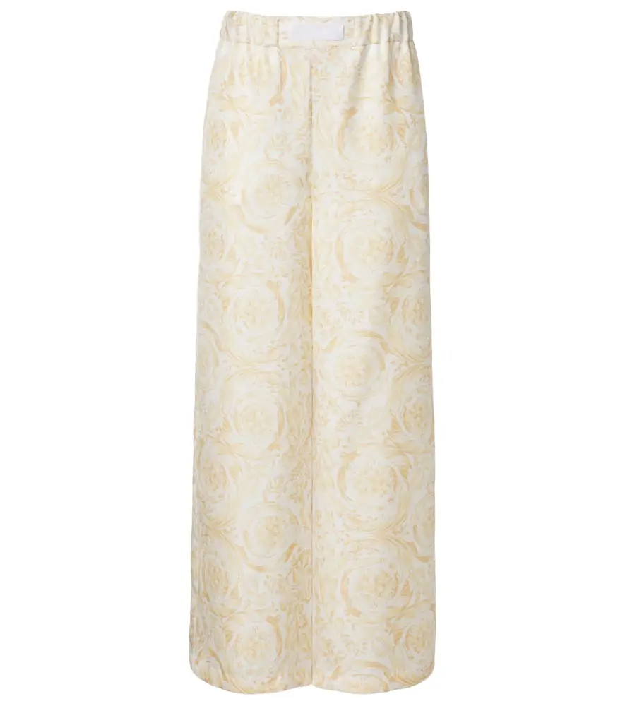 Versace Underwater Barocco silk palazzo pants