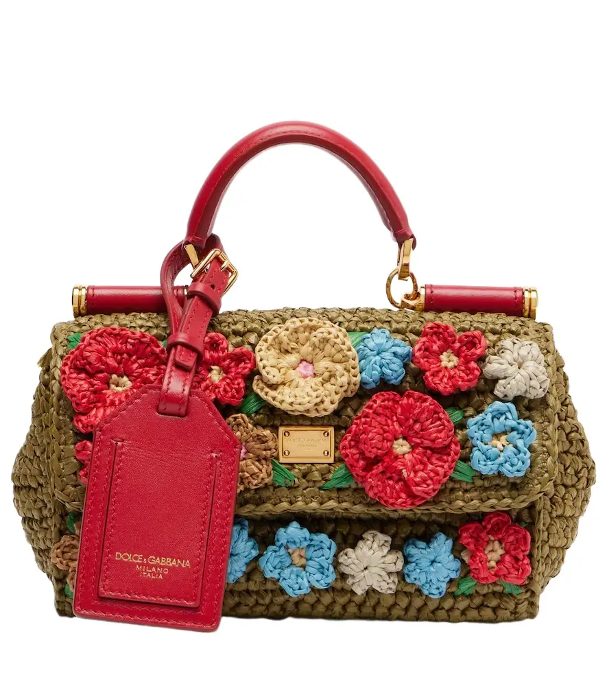 Dolce & Gabbana My Sicily Mini raffia-effect top-handle bag