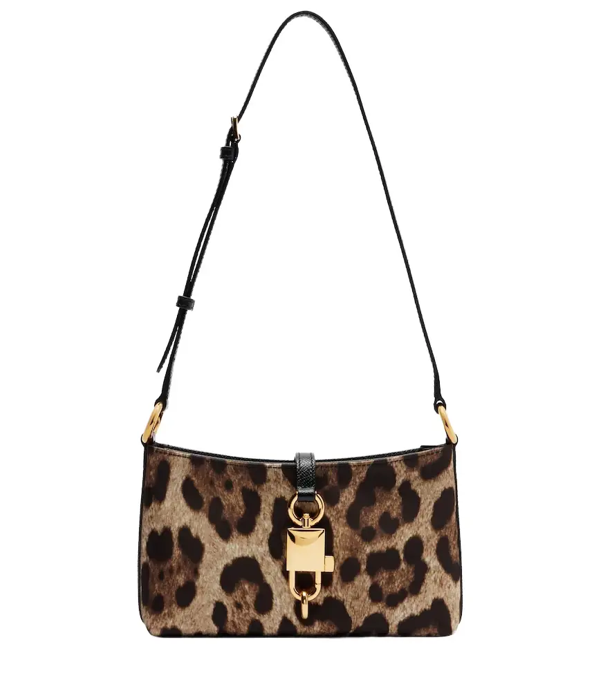 Dolce & Gabbana Lock leopard-print canvas shoulder bag