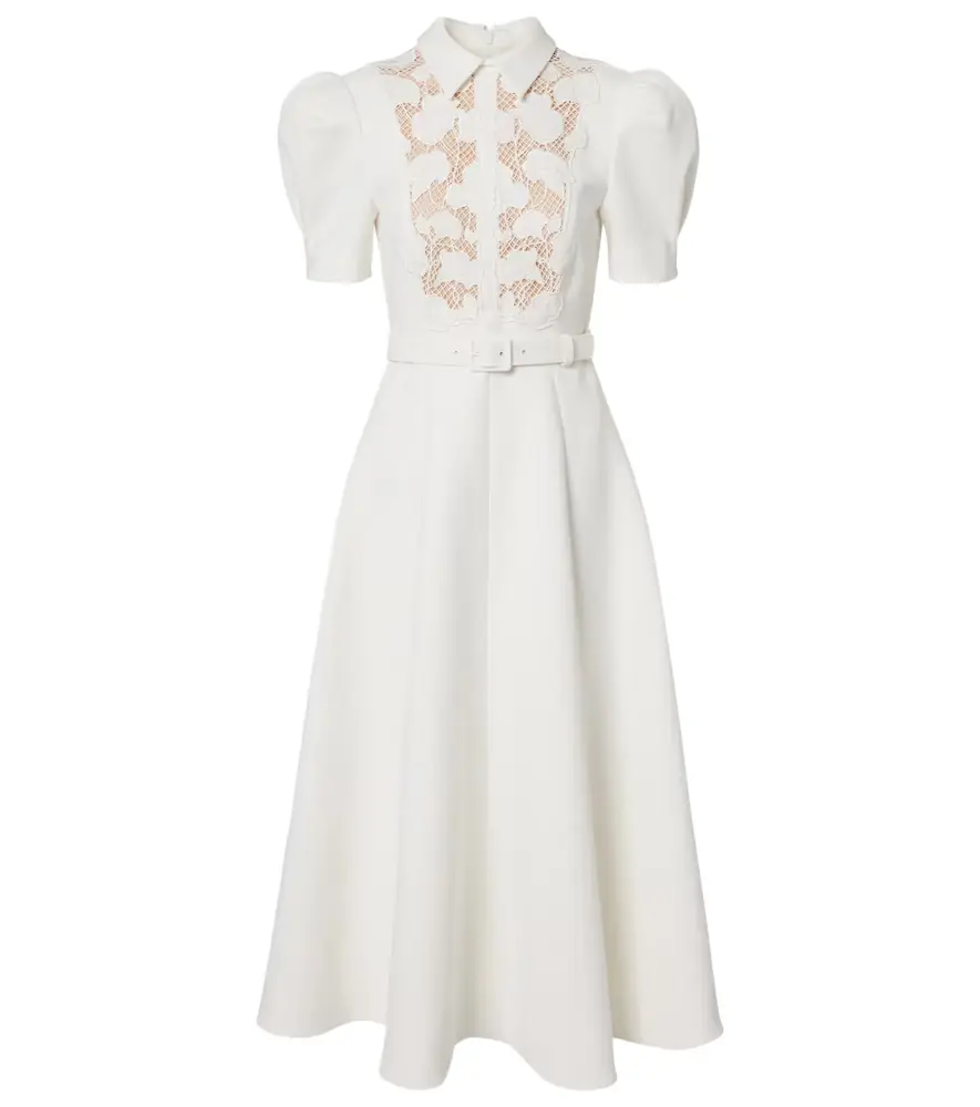Rebecca Vallance Parrish belted lace-trimmed midi dress