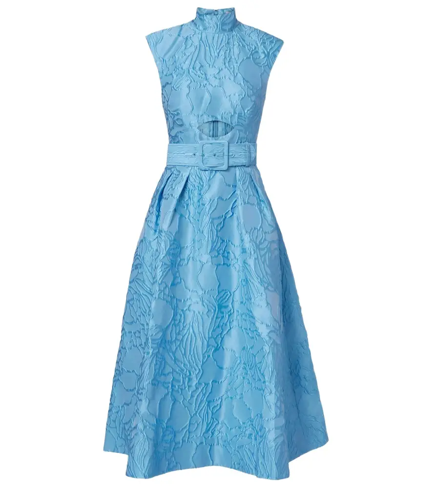 Rebecca Vallance Aegir belted jacquard midi dress