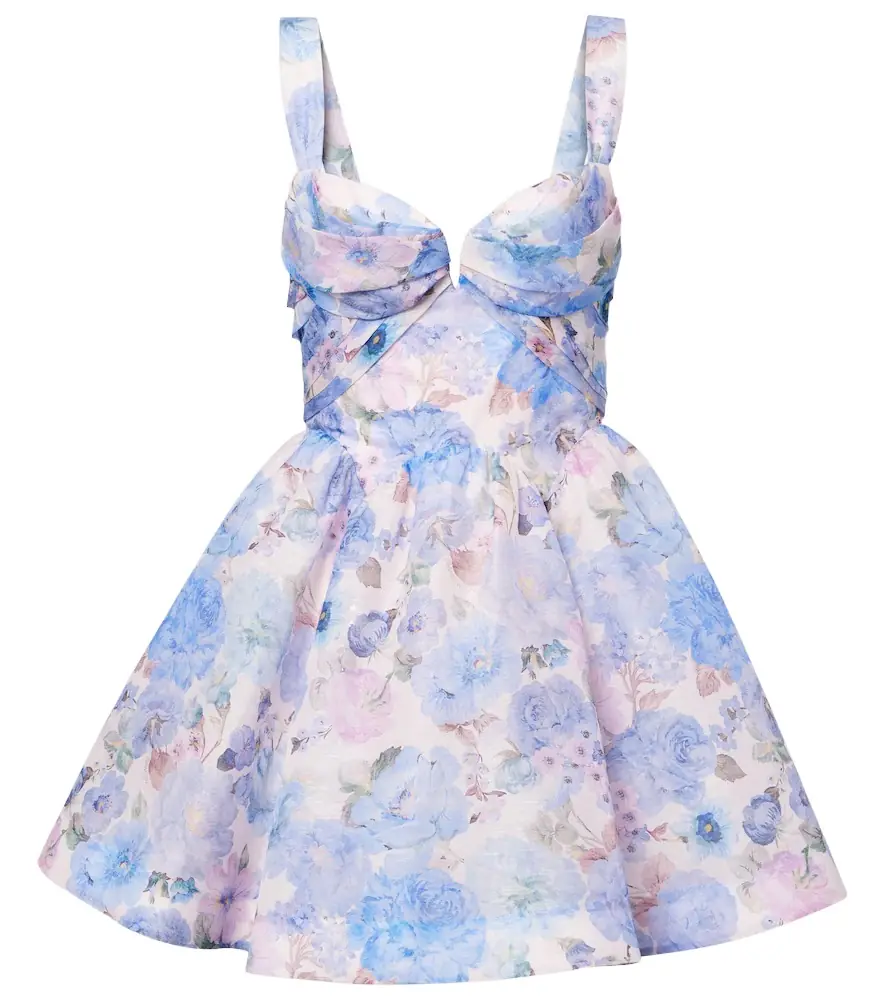Zimmermann Rebellion floral draped linen and silk minidress