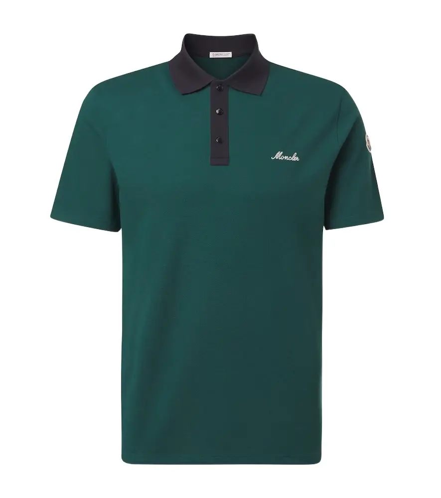 Moncler Embroidered cotton piqué polo shirt