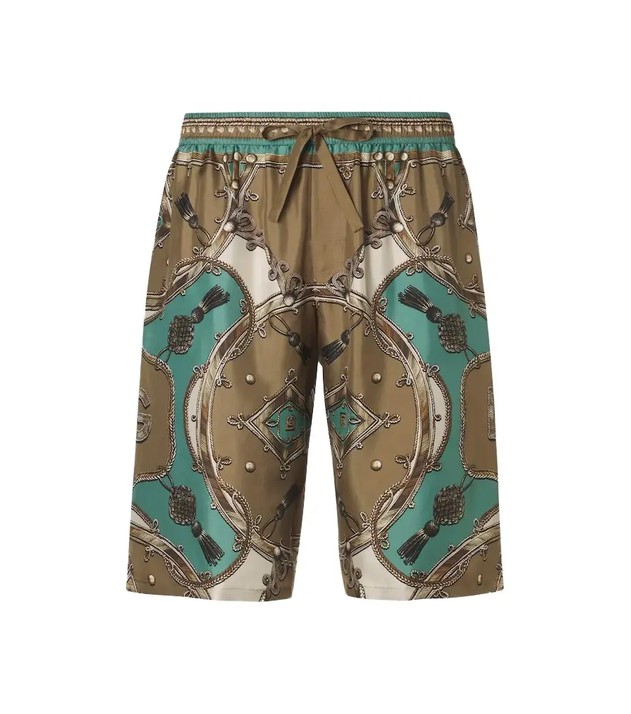 Dolce & Gabbana Printed silk twill shorts