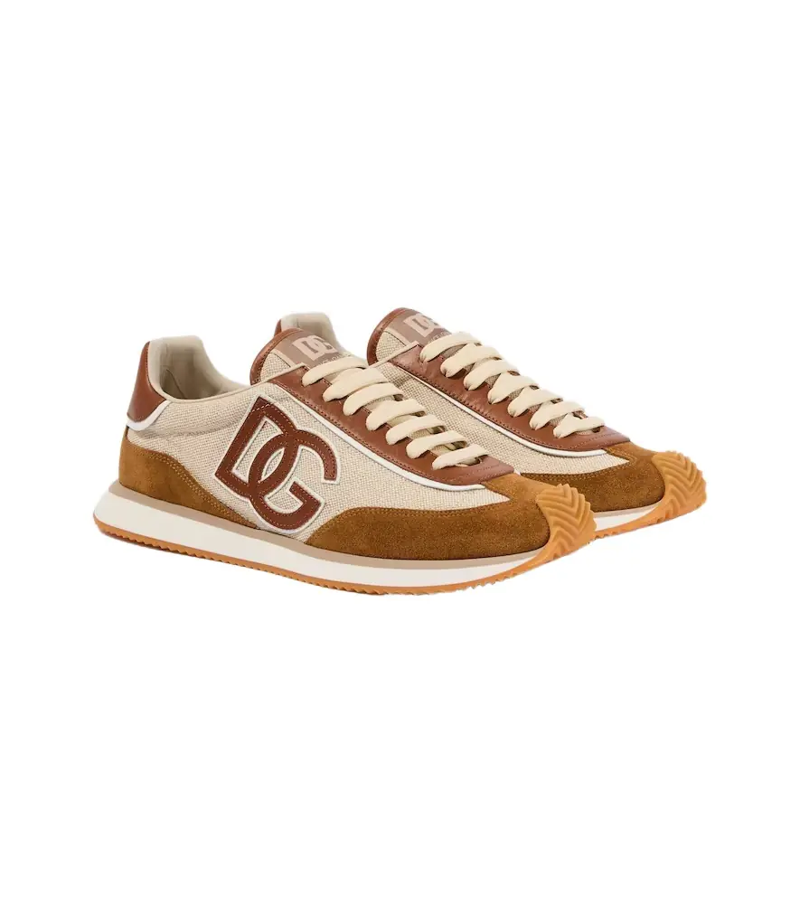 Dolce & Gabbana DG Cushion suede-trimmed sneakers