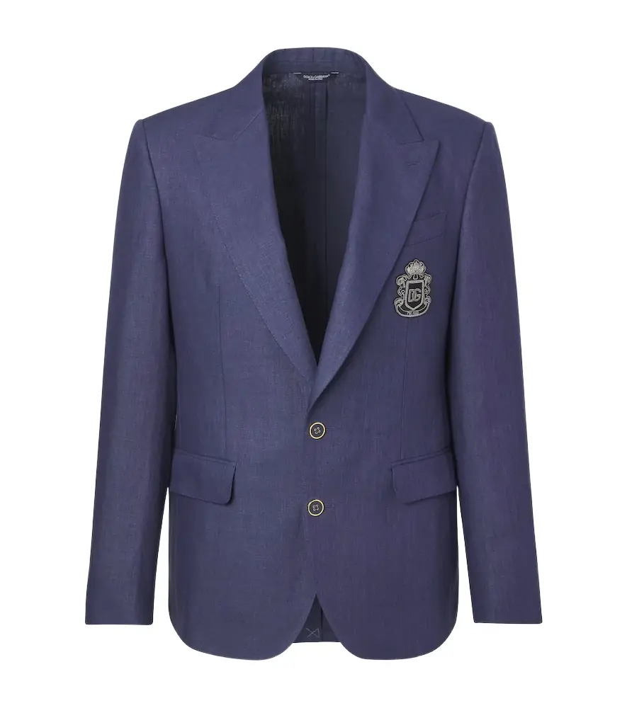 Dolce & Gabbana Logo single-breasted linen blazer