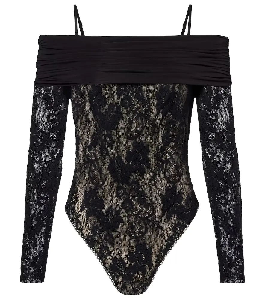 Zimmermann Rebellion off-shoulder lace bodysuit