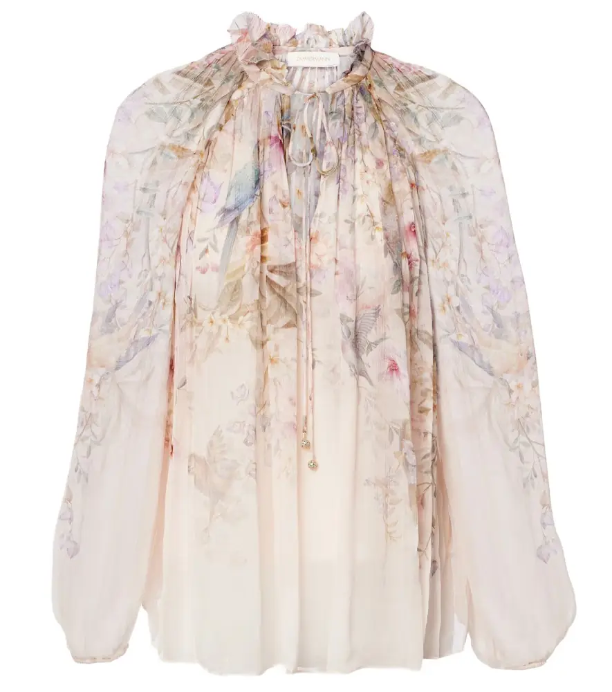 Zimmermann Rebellion printed sheer blouse
