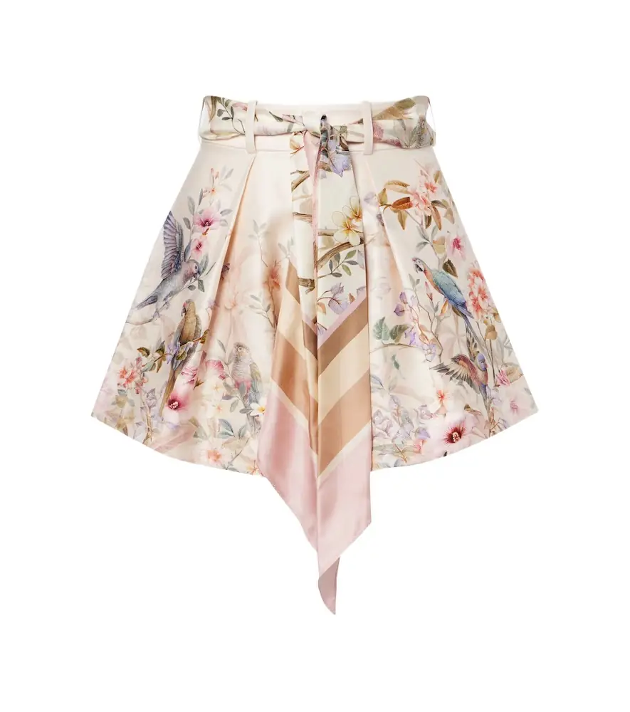Zimmermann Rebellion printed silk and cotton shorts