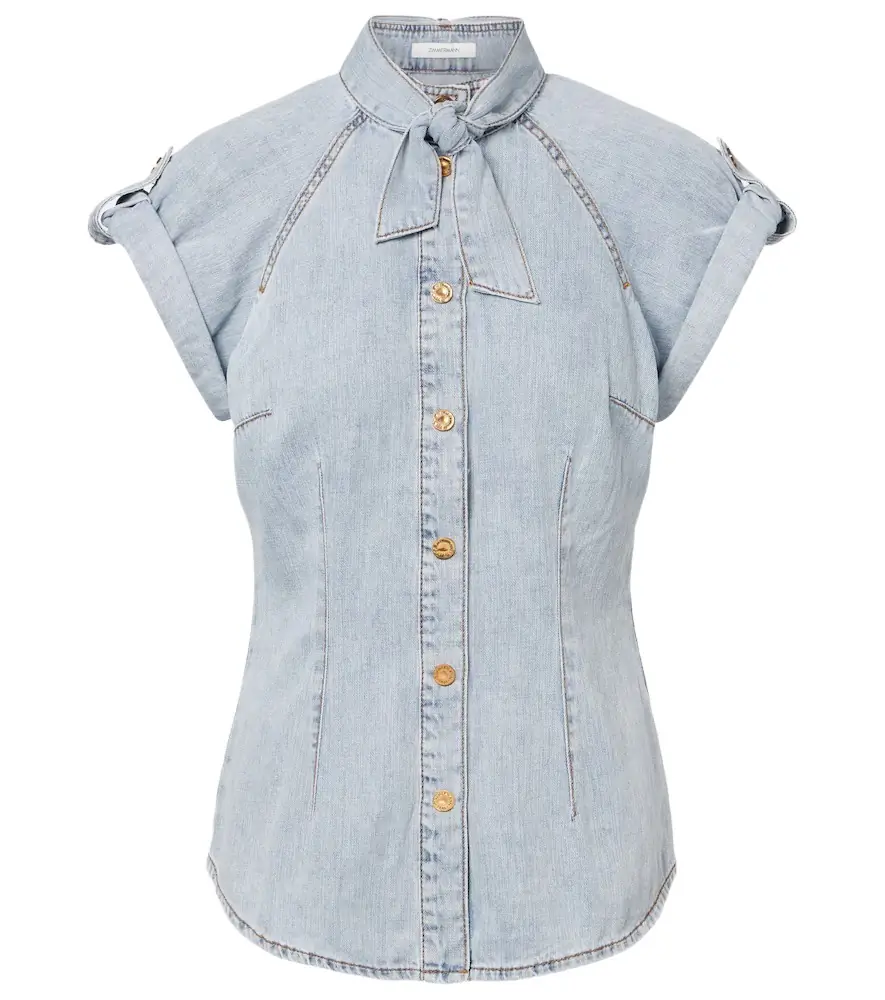 Zimmermann Tie-neck denim shirt