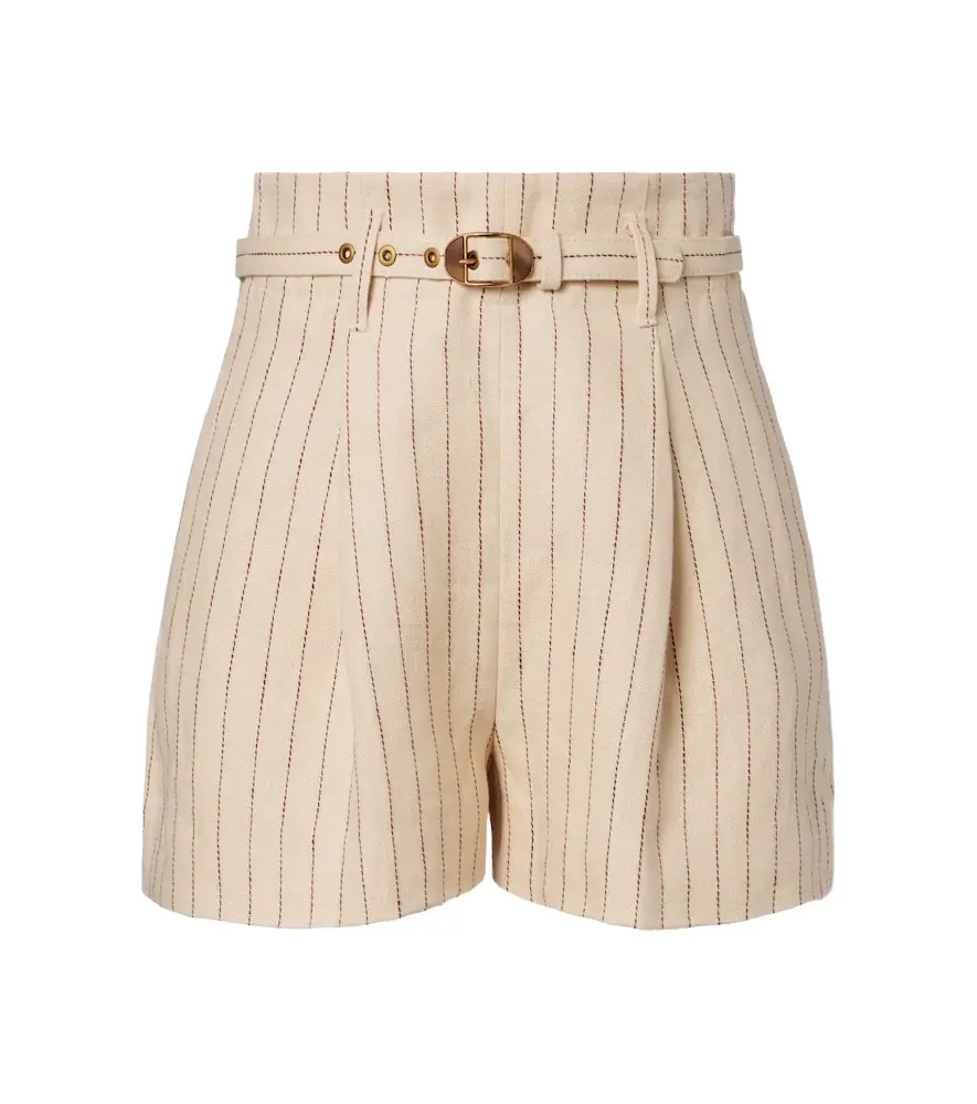 Zimmermann Striped belted linen shorts