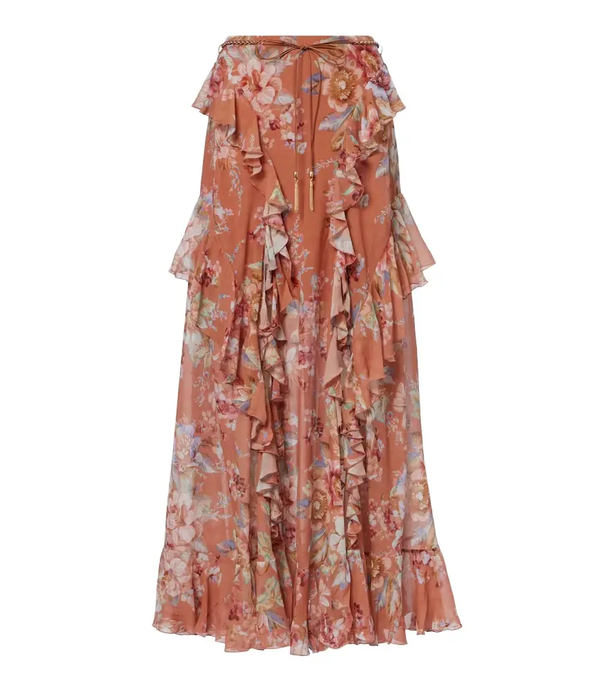 Zimmermann Awaken floral cotton and silk maxi skirt