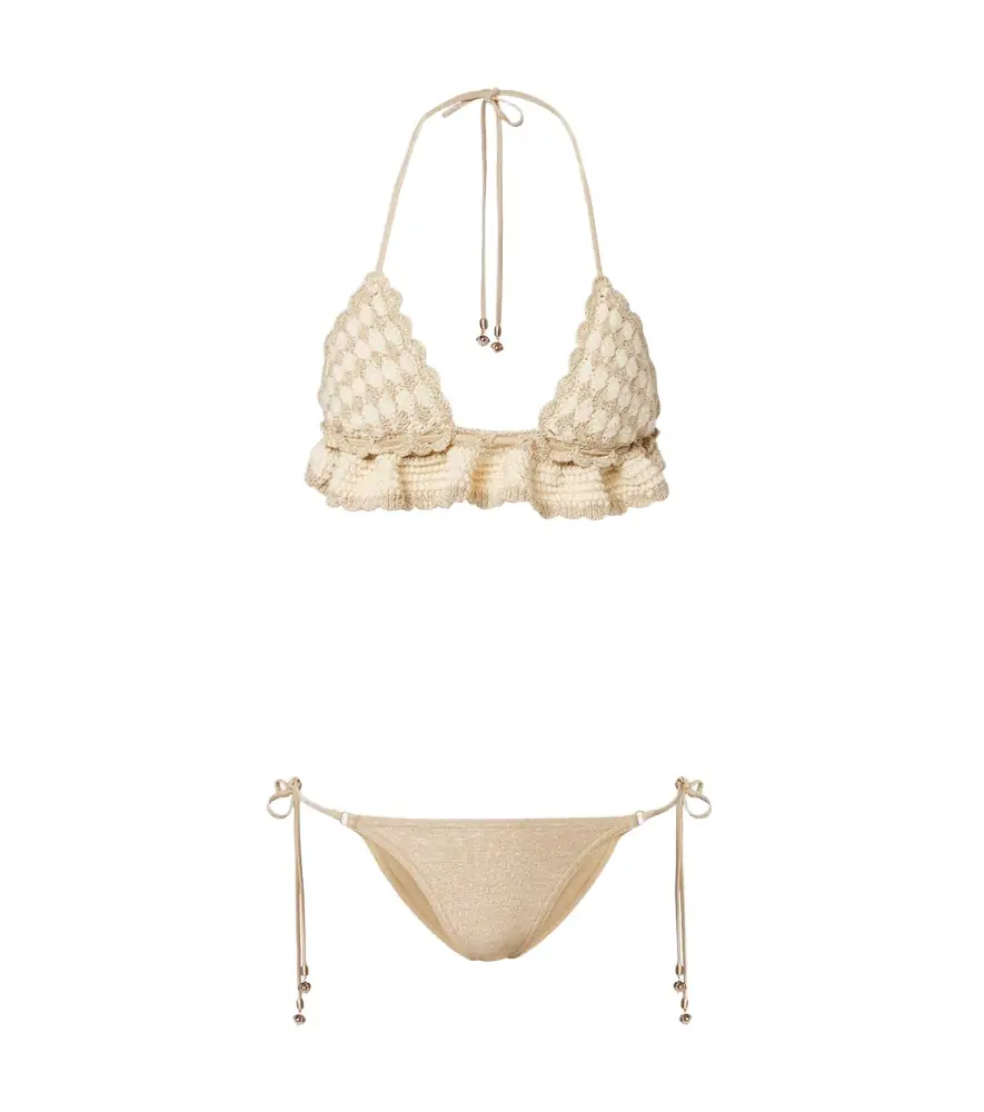 Zimmermann Wanderlust crochet and lamé bikini